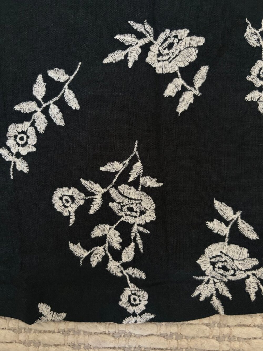 NWT A&F Black Floral Embroidered Linen Shift Mini Dress Size MP - Picture 5 of 8